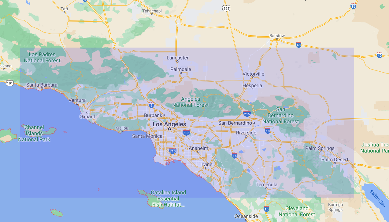 map of Los Angeles, Riverside Counties