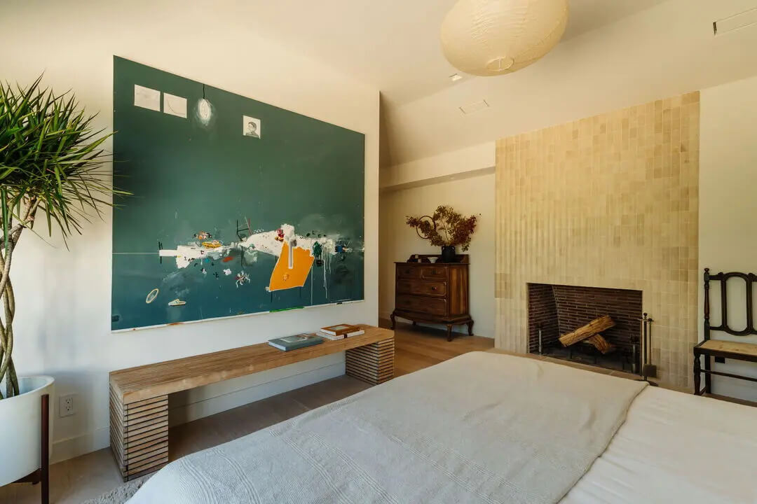 Los Angeles Home Remodel Master Bedroom with Fireplace