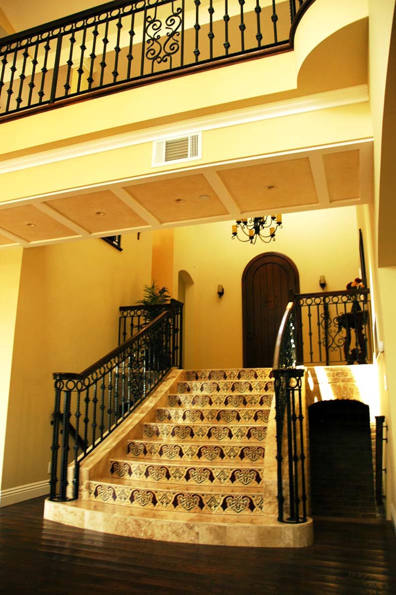 Architect plans Mediterranean home design staircase details