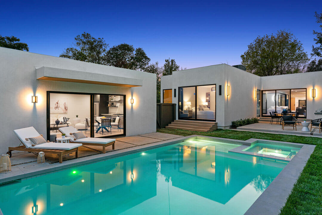 Modern Los Angeles home exterior with pool