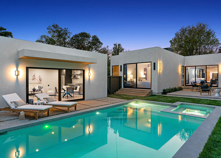 Modern Los Angeles home exterior with pool