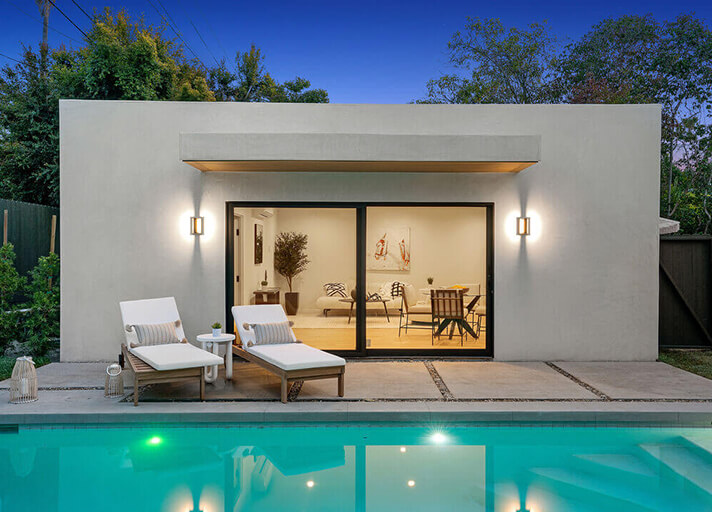 Los Angeles modern style ADU next to pool