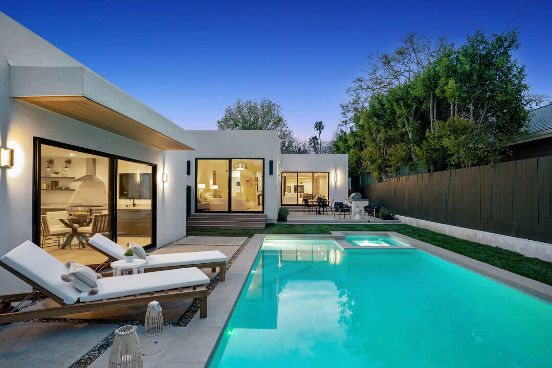 Los Angeles remodeled home exterior with pool