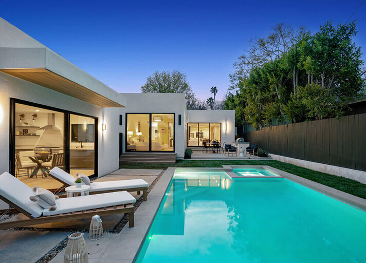 Los Angeles remodeled home exterior with pool