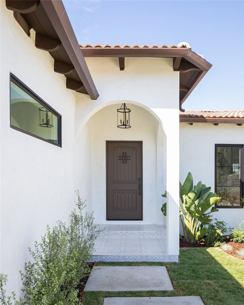 Redesigned turret entrance to Spanish style home