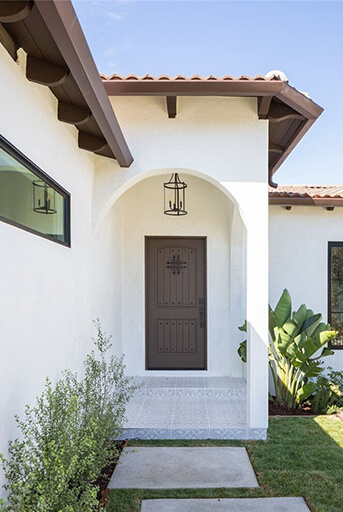 Redesigned turret entrance to Spanish style home