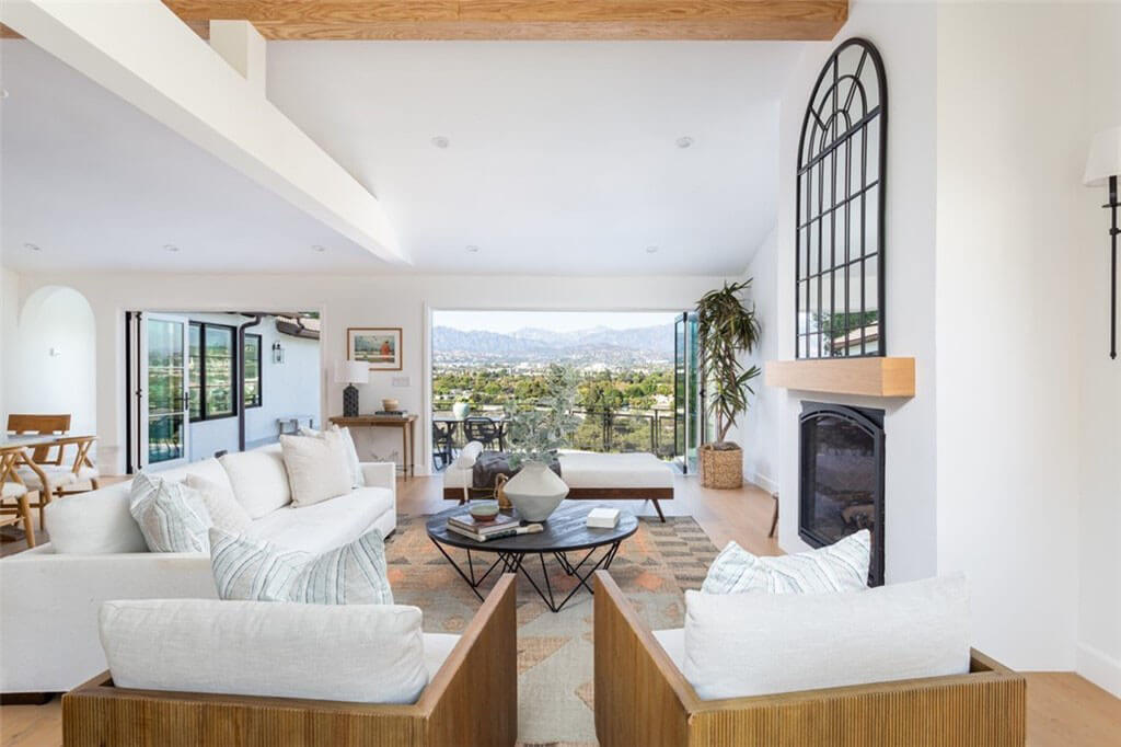 Living area with large sliding glass door