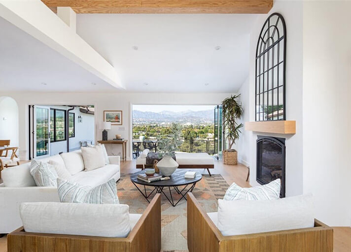 Living area with large sliding glass door