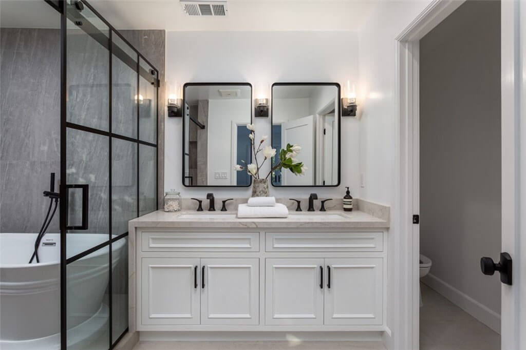Master bathroom with custom dual vanity