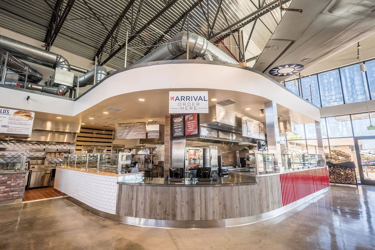 Restaurant front ordering counter designed by restaurants architects