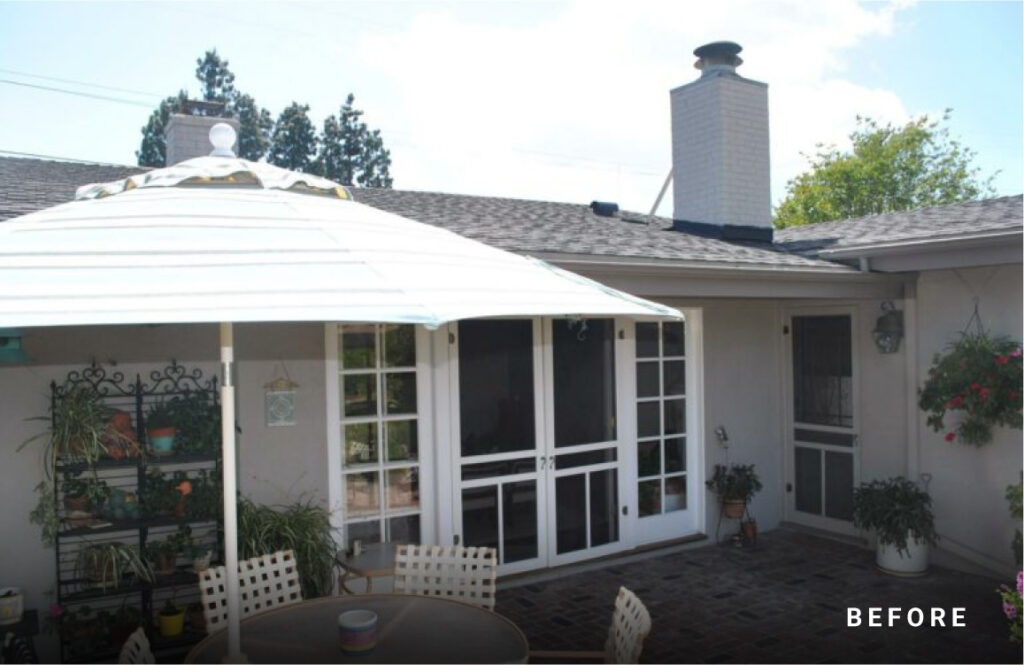 Outdated California ranch home backyard