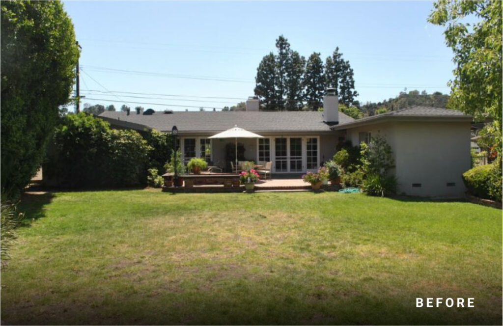 Outdated California ranch home exterior