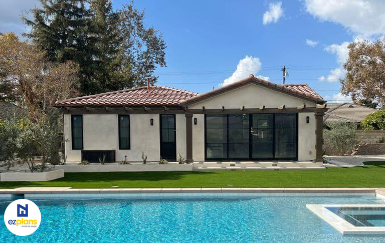 New spanish style detached ADU designed and permitted by EZ Plans though Los Angeles County.
